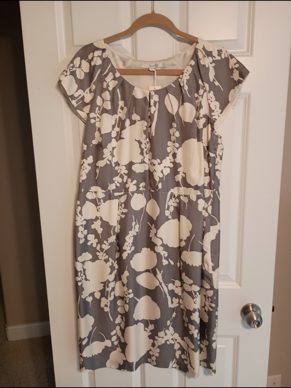 Boden Gray and Cream Floral Silk Dress